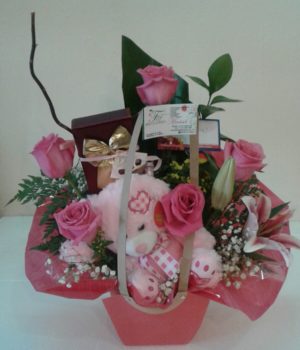 Pink Love Teddy birthday just because flowers flores sxm st maarten arrangements (3)